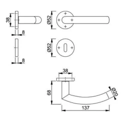 Ensemble Sur Rosace Avec Clé En L - Trondheim Hoppe - Porte 35-45 Mm