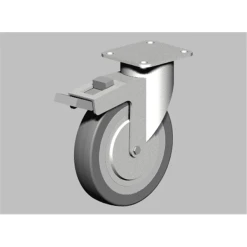 Roulette Polypro. Gris TPE Frein Ø125 100kg : PRODIF-SOMEC 024557