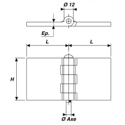 Clemenson Industrie Charnière à Souder Acier 5 Nœuds Pour Porte En Métal - 12 X 50 X 50 Mm