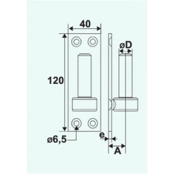 Gond Sur Plaque 40 X 120 Mm Diamètre 12 Mm Avec Trous Fraisés Noir Torbel 6120124 -Boutique du manoir 6120124 1