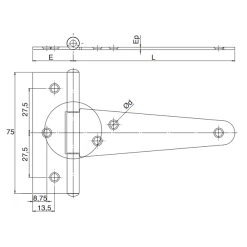 Torbel Penture Anglaise Percée Acier Noir épaisseur 2,5 Mm Longueur 500 Mm