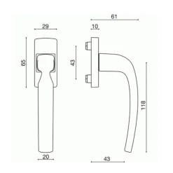 PoignĂ©e De FenĂȘtre Ă BĂ©quille Vachette Artis Platine Bloc Platine
