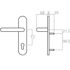 Béquille Avec Entrée Clé Tesa Sena Pour Serrure Série CF60 - En Inox 5 Béquille Avec Entrée Clé Tesa Sena Pour Serrure Série CF60 - En Inox -Boutique du manoir bequille