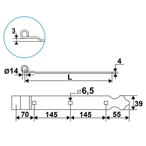 Penture Feston Cambrée Percée Torbel Blanche Gond 14 Mm Longueur 705 Mm 2 Penture Feston Cambrée Percée Torbel Blanche Gond 14 Mm Longueur 705 Mm – Image 2