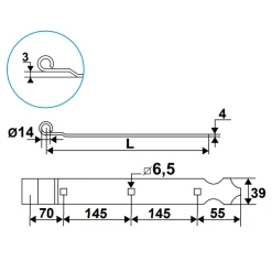 Penture Feston Cambrée Et Percée Torbel Noire Gond 14 Mm Longueur 560 Mm