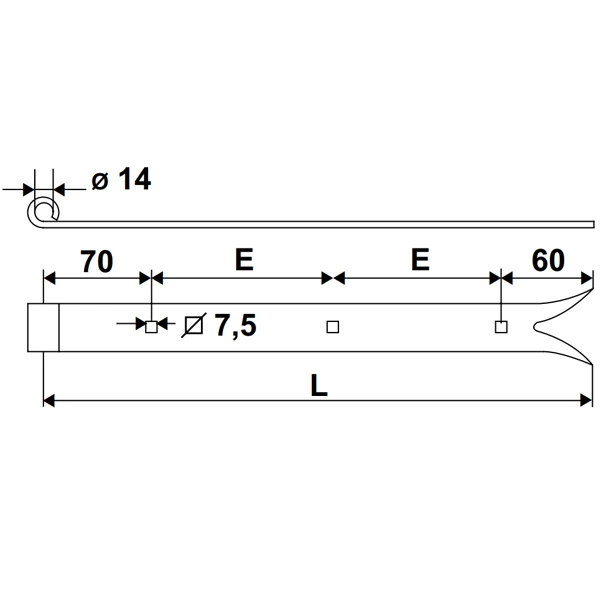 Torbel Penture Queue De Carpe Percée Acier Noir 35 X 5 Mm Gond 14 Mm 400 Mm 2 Torbel Penture Queue De Carpe Percée Acier Noir 35 X 5 Mm Gond 14 Mm 400 Mm – Image 2