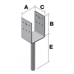 Pied De Poteau En U à Sceller Largeur 80 Mm Simpson Strong-Tie PPD80/70G
