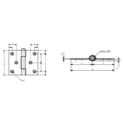 Monin Charnière Américaine à Noeud Roulé Acier Zingué Percée 80x80 Mm