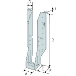 Simpson Strong-Tie Étrier IUSE à Brides Latérales Acier Galvanisé H 299 Mm L 61 Mm -Boutique du manoir etrier iuse shema