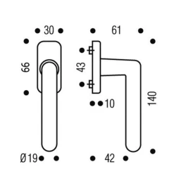 PoignĂ©e De FenĂȘtre Ă BĂ©quille Vachette Golf Argent Sur Bloc Platine
