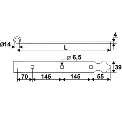 Penture Feston Percée Torbel Noire 39 X 4 Mm Gond 14 Mm Longueur 705 Mm