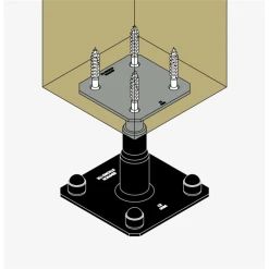 Simpson Strong-Tie Pied De Poteau Réglable Noir - Hauteur 100 à 150 Mm - Platine 100x100mm Et 130x130mm -Boutique du manoir hd apb100 150pb png