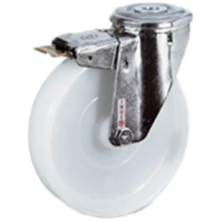 Roue Polyamide Blanche Chape Inox Frein Ø125 Mm PRODIF-SOMEC 004653