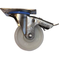 Roue Polyamide Blanc Chape Inox Avec Frein Diamètre 80 Mm : PRODIF-SOMEC 024633