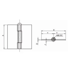 Charnière Américaine à Noeud Roulé Acier Décapé Non Percée 70x70 Mm : Monin 425440