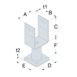 Pied De Poteau Fixe PPUP Type U Platine 70 Mm Simpson Strong-Tie PPUP70