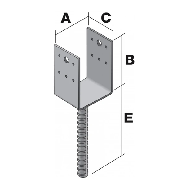 Pied De Poteau En U à Sceller Largeur 90 Mm Simpson Strong-Tie PPD90/70G 1 Pied De Poteau En U à Sceller Largeur 90 Mm Simpson Strong-Tie PPD90/70G