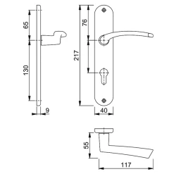 Poignée Porte Clé I Ibiza Hoppe Alu Chromé Porte 40-46 Mm Carré 7mm