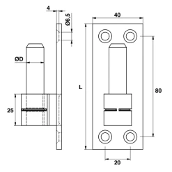 Gond Sur Plaque Torbel Inox 316L Et Laiton Gond 14 Mm Longueur 100 Mm -Boutique du manoir plaque 1
