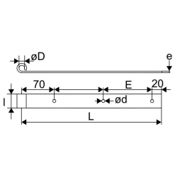 Penture Droite Percée Noir Torbel Gond 16 Mm Longueur 1000 Mm