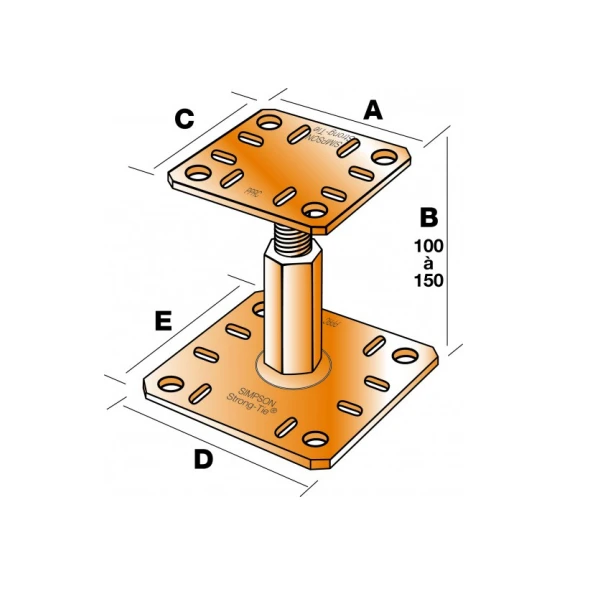 Pied Poteau Réglable Hauteur 100 à 150 Mm Simpson Strong-Tie PPRC 2 Pied Poteau Réglable Hauteur 100 à 150 Mm Simpson Strong-Tie PPRC - Image 2