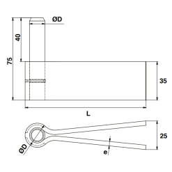 Gond à Sceller Torbel 2 Lames Inox Laiton Gond De 16 Mm Longueur 120 Mm