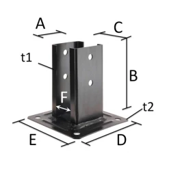 Simpson Strong-Tie Pied De Poteau Carré Noir Pour Claustras PPJNC Avec Fixation 70 X 70 Mm