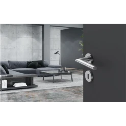 Ensemble Rosace Clé L Stockholm Hoppe Alu Inox Porte 38-47mm Carré 7mm